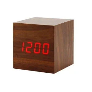 ساعت رومیزی دیجیتال وودن کلاک Wooden Clock مکعبی / هدیه یادگار